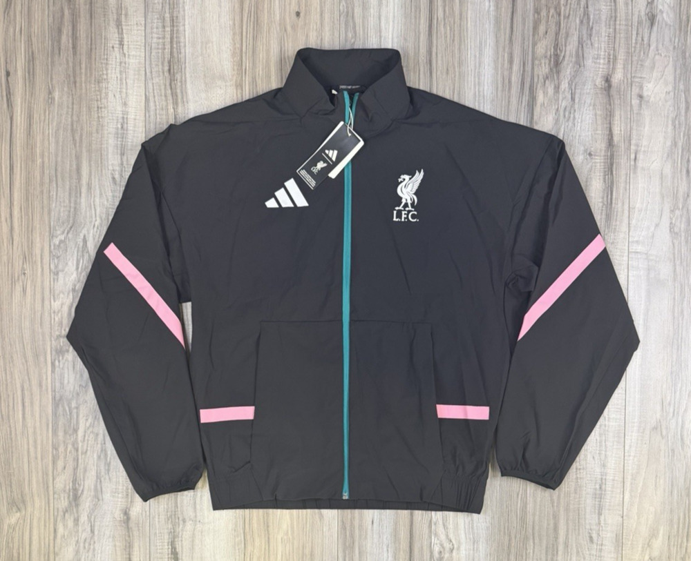 adidas Liverpool FC Anthem Jacket Black Teal Pink JZ0138 Mens Size Small LFC NEW